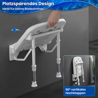 Scaun de duș rabatabil EasyVibe cu cotiere, montare pe perete, aluminiu 2mm, capacitate 250 kg, spumă cu memorie, înălțime reglabilă în 8 trepte 7