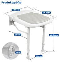 Scaun de duș rabatabil EasyVibe cu cotiere, montare pe perete, aluminiu 2mm, capacitate 250 kg, spumă cu memorie, înălțime reglabilă în 8 trepte 6