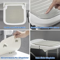 Scaun de duș rabatabil EasyVibe cu cotiere, montare pe perete, aluminiu 2mm, capacitate 250 kg, spumă cu memorie, înălțime reglabilă în 8 trepte 3