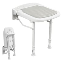 Scaun de duș rabatabil EasyVibe cu cotiere, montare pe perete, aluminiu 2mm, capacitate 250 kg, spumă cu memorie, înălțime reglabilă în 8 trepte 1