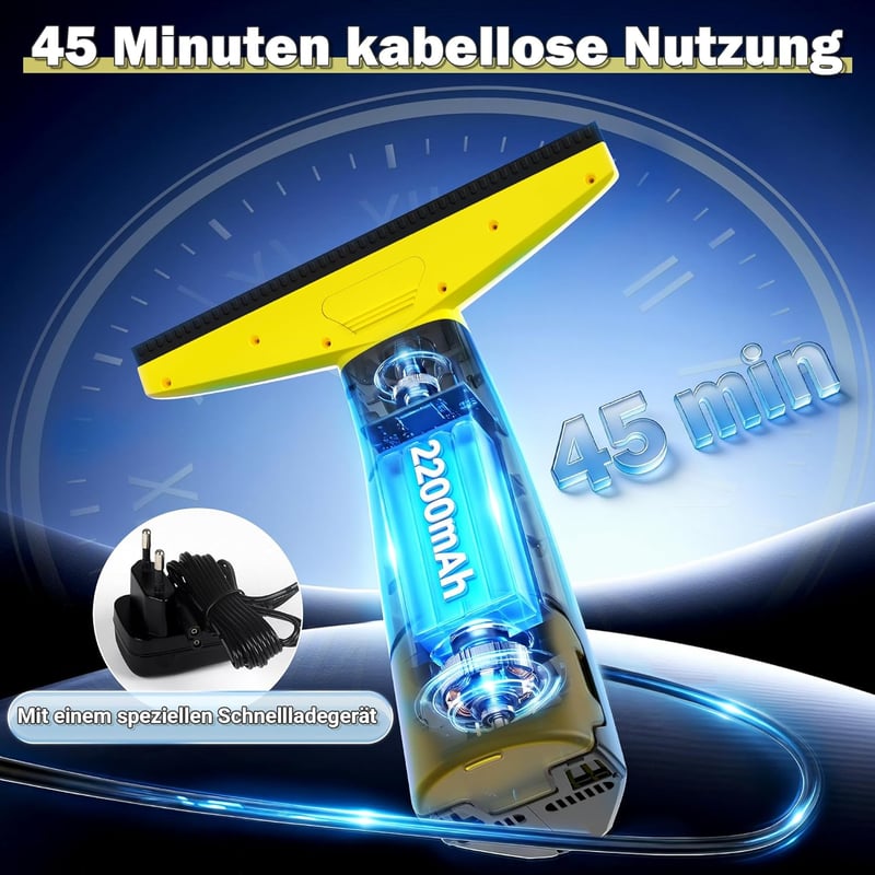 EAVE Akkumulátoros Ablaktisztító 45 Perc Üzemidő, 28 cm Szívófej és 200 ml Tartály, Zöld