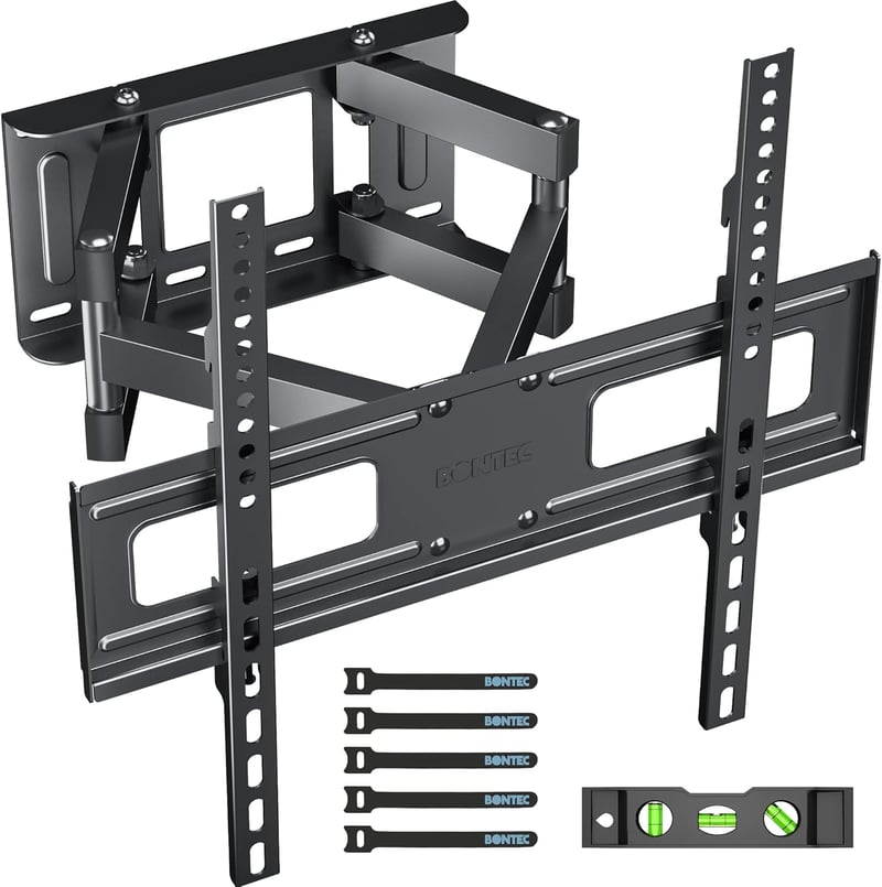 Suport TV de perete BONTEC cu mișcare completă, înclinabil, pivotant și rotativ pentru televizoare LED/LCD plate și curbate de 32-60 inchi, până la 45 kg, VESA 400x400