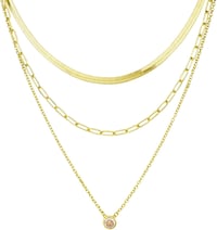 DIVINA VITAE Réteges Női Nyaklánc 14K Arany Bevonattal - Cirkónia Medálos Elegáns Ékszer, Lapos Kígyólánc, Rozsdamentes Acél Choker 1