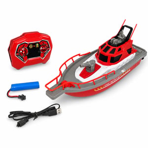 Nave de pompieri cu telecomandă Dickie Toys 201107000 cu funcție de pulverizare a apei, 2,4 GHz, 6 ani+ – defect, pentru piese: nu se încarcă (stare: vezi a 2-a imagine)