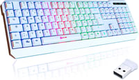 KLIM Chroma Vezeték Nélküli Gamer Billentyűzet - Tartós, Vízálló, RGB Háttérvilágítás, PC PS4 PS5 Mac Kompatibilis, Fehér 1