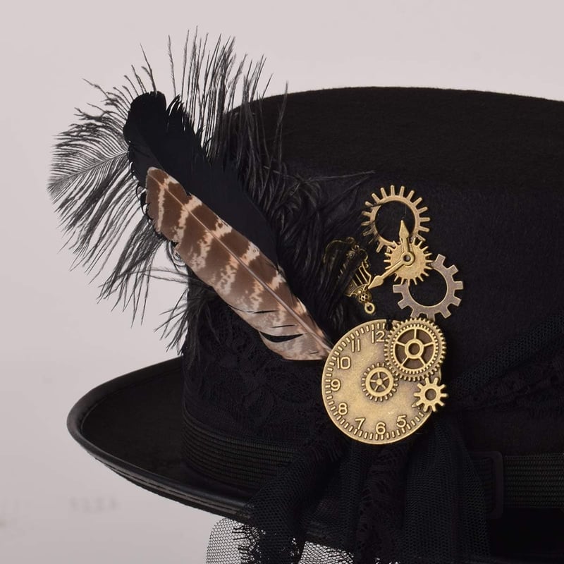 COSDREAMER Steampunk Cilinder Kalap Szemüveggel - Fekete, 60cm - Halloween Jelmez