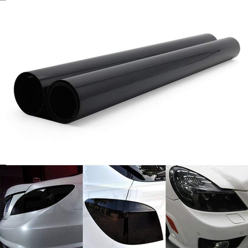 YAOBLUESEA Univerzális Autófólia 200x40cm - Fekete PVC Fényszórófólia, Vízálló, UV-Védő, Hőálló, Karcolásmentes Autómatrica Lámpákhoz