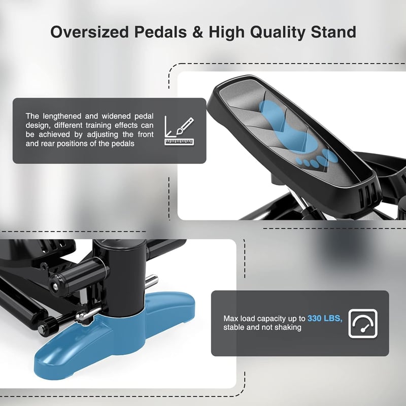 Tohoyard Mini Stepper 150kg - Otthoni Edzéshez, LCD Kijelzővel, Csendes Cardio Gép, Fekete