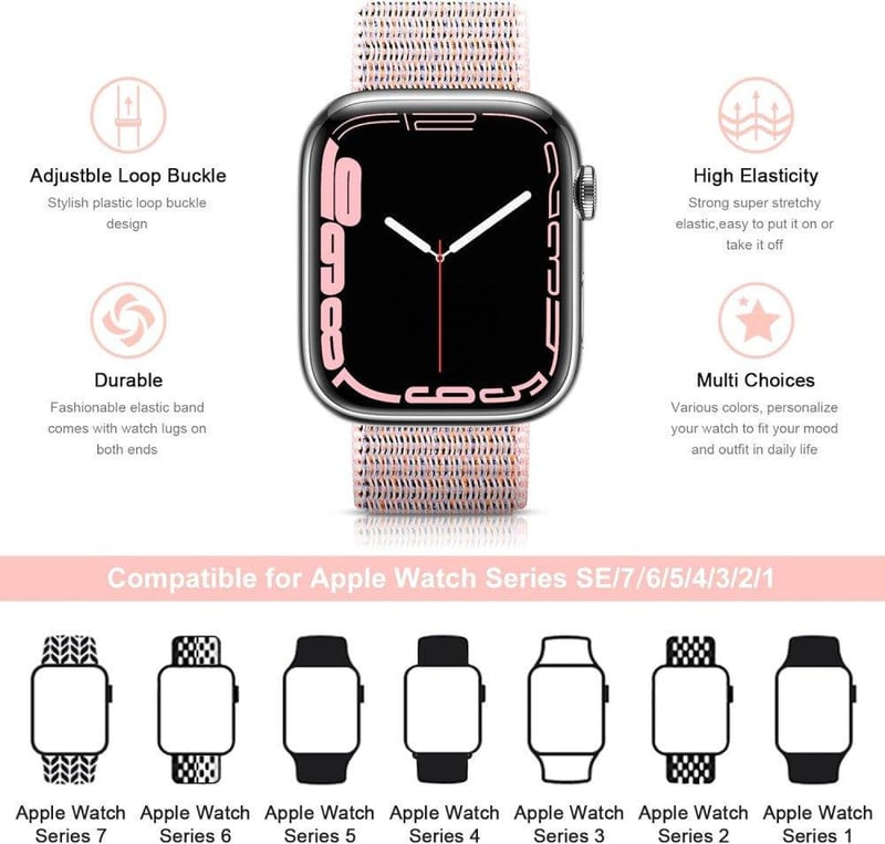 Apple Watch 44/45mm Rózsaszín Légáteresztő Nylon Sportszíj