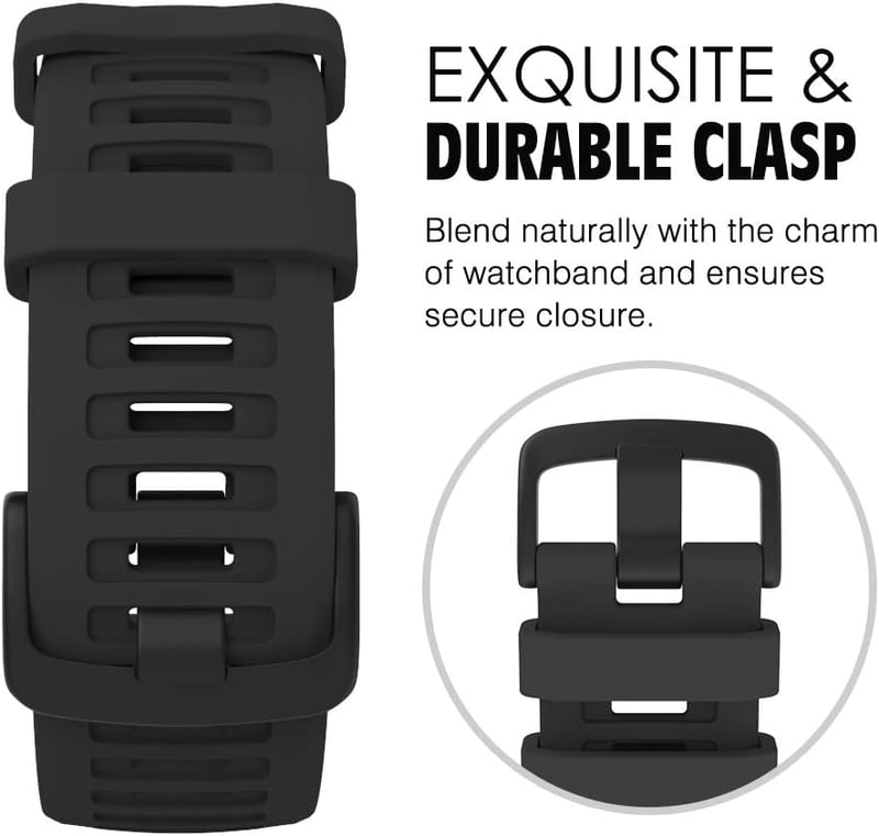 MoKo Szilikon Óraszíj Garmin Instinct/Instinct Solar/Tactical/Instinct 2 GPS Okosórához - Állítható Sportpánt Csuklóra (125-200mm), Fekete