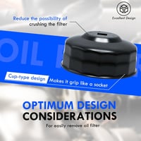 CCLIFE Olajszűrő Kulcs 75-77 mm, 3/8 Colos Meghajtással, 15 Pontos, VW, Audi, Mercedes, Opel Kompatibilis, Króm-Vanádium Acél - 100 Mm, 15-point, Isuzu, Mitsubishi 3