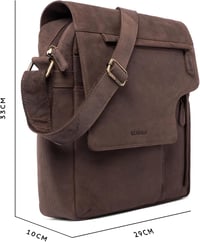 LEABAGS valódi bőr válltáska 13"-os laptophoz, sötétbarna 4