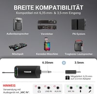 TONOR TW720 Bluetooth Vezeték Nélküli Mikrofon Szett - UHF Fém Újratölthető Mikrofonok (2db) 7-9 óra üzemidő 6