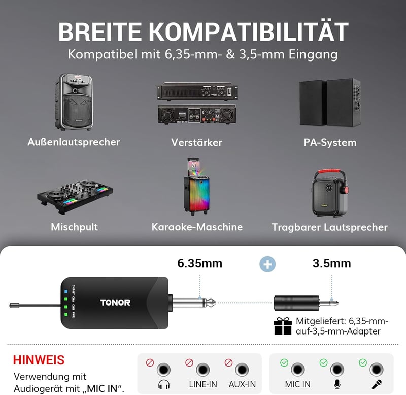 TONOR TW720 Bluetooth Vezeték Nélküli Mikrofon Szett - UHF Fém Újratölthető Mikrofonok (2db) 7-9 óra üzemidő