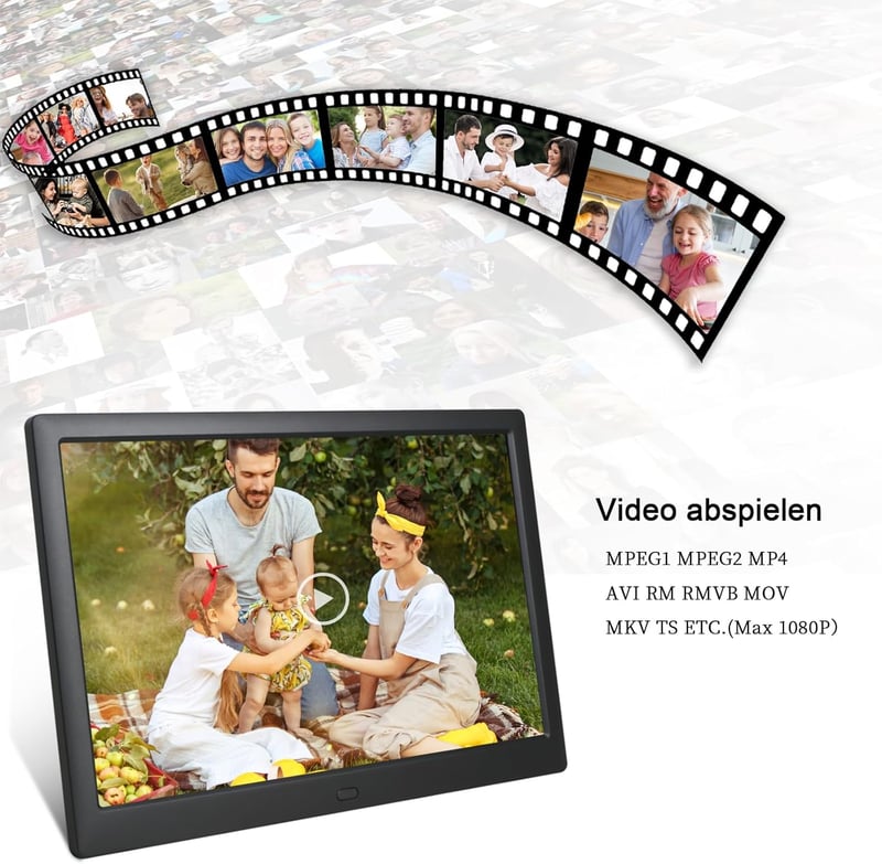 TSITSC 13,3" Digitális Képkeret - 1280x800 Felbontás, Fotó/Videó/Zene Lejátszás, Naptár Funkcióval, Távirányítóval, 32GB Tárhely, USB/SD Tám