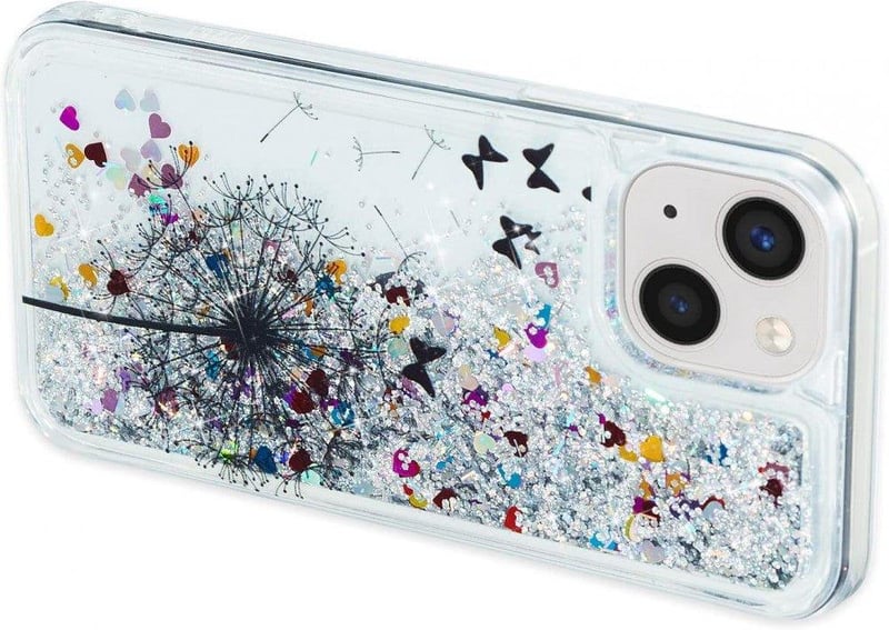 iPhone 13 Pillangós Virágos Glitteres Női Szilikon Védőtok