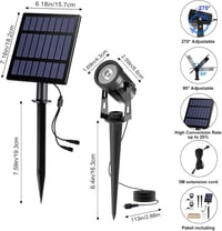 T-SUNRISE Napelemes Kerti Lámpa IP65 Vízálló, Automata Kültéri Spotlámpa 2 Fényerővel, Állítható Fejjel Fákhoz, Teraszra, Udvarra - Meleg Fe 6
