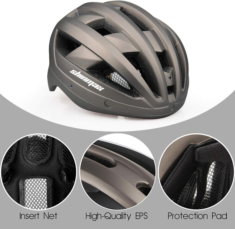 Shinmax LED-es MTB sisak levehető szemüveggel, 57-62 cm