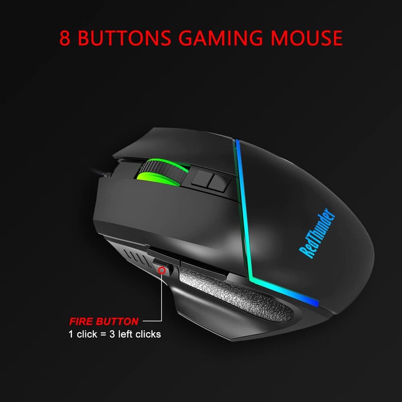 RedThunder Egykezes Gamer Billentyűzet és Egér Szett, RGB Háttérvilágítással, 35 Gombos Ergonomikus Mini Billentyűzet, 6400 DPI Optikai Egér