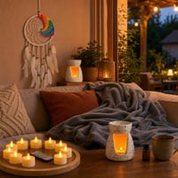 Áloműző esti kuckó: 22 cm álomfogó + 12 db LED teamécses + kerámia aromalámpa + polártakaró 1