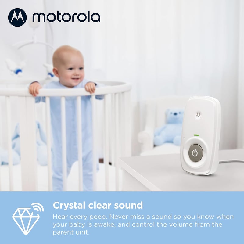 Motorola AM24/MBP24 Digitális Bébiőr DECT Technológiával - Szobahőmérséklet Kijelzés, Kétirányú Beszélgetés, 8 Órás Akkumulátor, Fehér