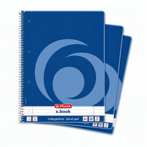 Herlitz x.book fakultetski blok A4 linijski spiralni uvez Lineatur 27, 80 listova, pakiranje od 3 komada
