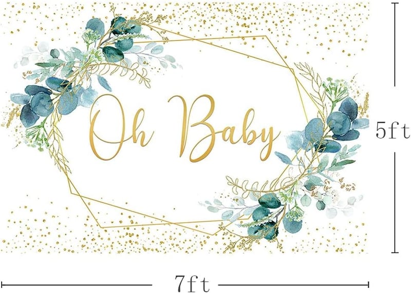 MEHOFOND 240x180 cm Zöld Leveles Fotóháttér Arany Pöttyökkel - Baba Fotózás, Születésnap, Baby Shower Dekoráció, Torta Fotózás