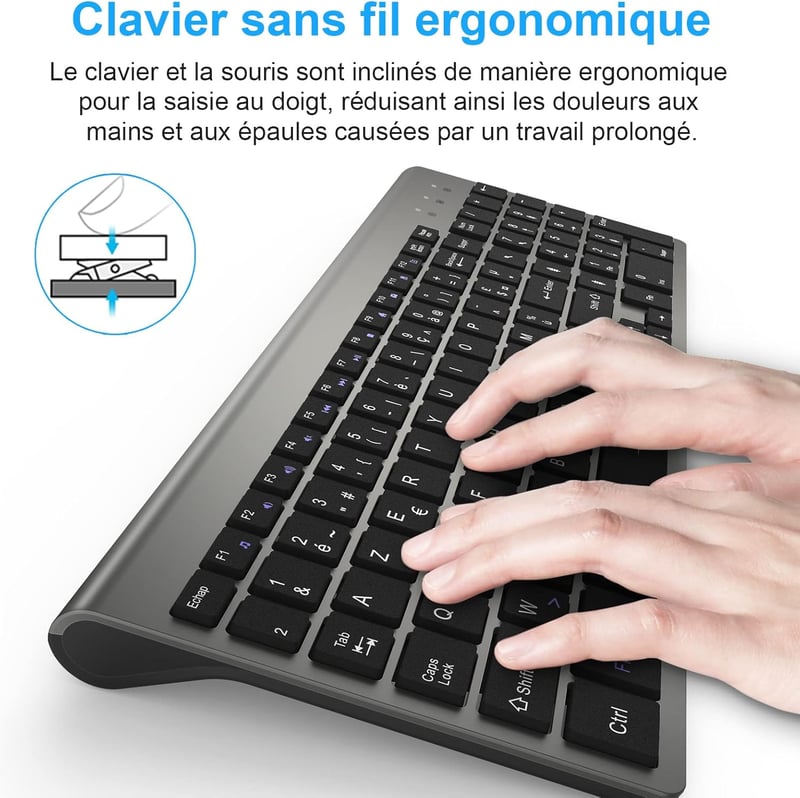 GALENMORO Csendes Vezeték Nélküli Billentyűzet és Egér Szett - Fekete, Ergonomikus, PC/Laptop Kompatibilis