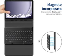 Samsung Galaxy Tab A9+ 11" EasyAcc levehető olasz billentyűzetes tok, védőfóliával és tolltartóval - fekete 3