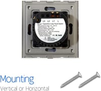 Întrerupător tactil de perete CNBINGO - Comutator electric cu panou din sticlă albă, indicator LED de stare - Capacitate de încărcare 800W - Montare încastrată, 2 căi 5