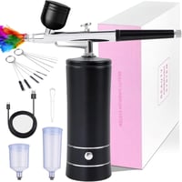 Awsuc Vezeték Nélküli Airbrush Készlet Kompresszorral - Hordozható, Újratölthető Festékszóró Körömdíszítéshez és Modellezéshez, USB Töltés,  1