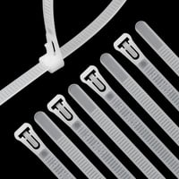 XINGO 100db Újrahasználható Kábelkötegelő - Fehér, 300mm x 7,6mm, UV- és Hőálló Nylon Kábelrendező, Környezetbarát Kötegelőpánt 1