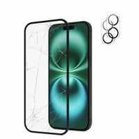 Protector de ecran din sticlă securizată NEW'C pentru iPhone 16 6,1" 2 buc + cameră — defect, funcționează parțial: 2 bucăți de sticlă securizată sunt sparte (stare: vezi a 2-a poză) 1