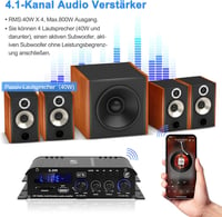Sikkeby S-299 4.1 Bluetooth HiFi Erősítő, 40Wx4+50W RMS, 800W Max Teljesítmény, Passzív Mélynyomó Kimenet, USB/SD/AUX Csatlakozás, Otthoni H 4