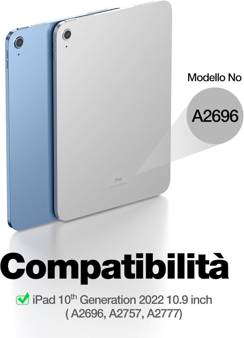 iPad 10. generációs Dracool háttérvilágítós AZERTY billentyűzet érintőpaddal, fekete