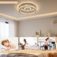 MiiR Modern LED Mennyezeti Ventilátor Kristály Lámpatesttel - 36W, Távirányítós, 6 Sebességes, Csendes, Időzíthető - Hálószobába, Nappaliba, 4