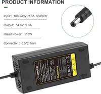 Labtec 54.6V 2A Töltőkábel 48V Lítium-ion Akkumulátorokhoz - E-Bike, Elektromos Kerékpár, Hoverboard és Önegyensúlyozó Roller Töltő 5.5x2.1m 2