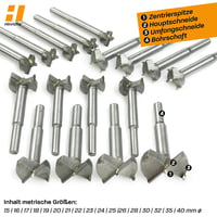 Hinrichs 17 részes forstner fúrószár készlet fadobozban, 15-40 mm 3