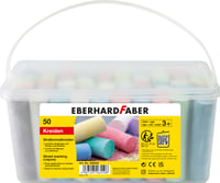 Eberhard Faber 526550 Kriedy na chodník v 50-kusovom vedierku, 8 jasných základných farieb, kriedy na asfalt pre deti 1