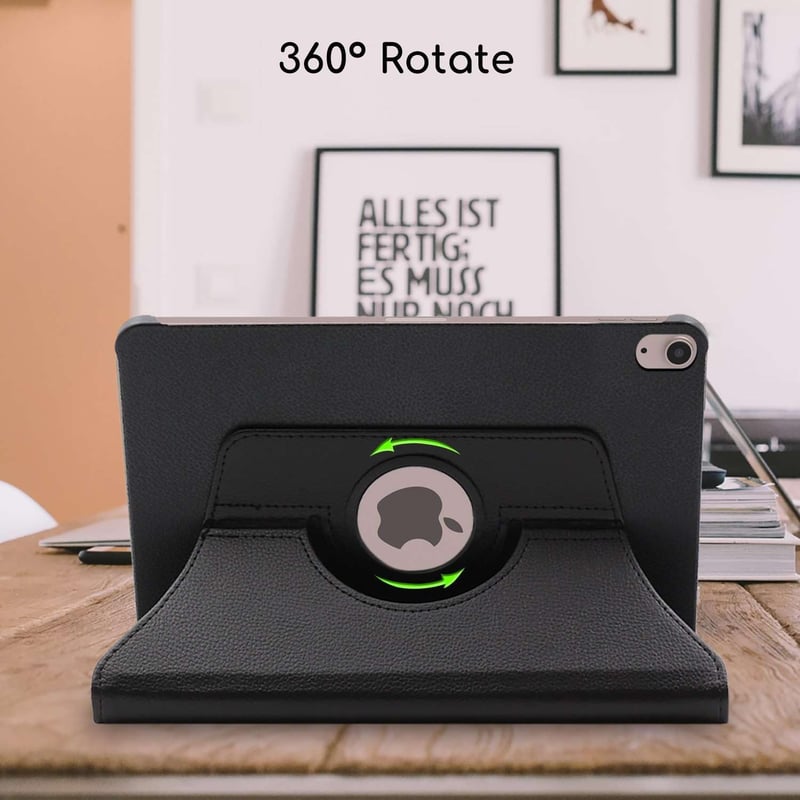 ebestStar iPad 10.9 2022 Forgatható Védőtok PU Bőr Állvánnyal Fekete