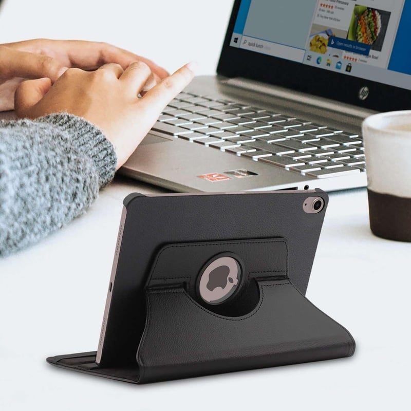 ebestStar iPad 10.9 2022 Forgatható Védőtok PU Bőr Állvánnyal Fekete