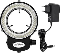 Tiamu LED Gyűrűs Mikroszkóp Világítás 144 LED-del, Állítható Fényerő 0-100%, 6000K Sztereó Mikroszkóp Lámpa Ékszerjavításhoz Fekete 8