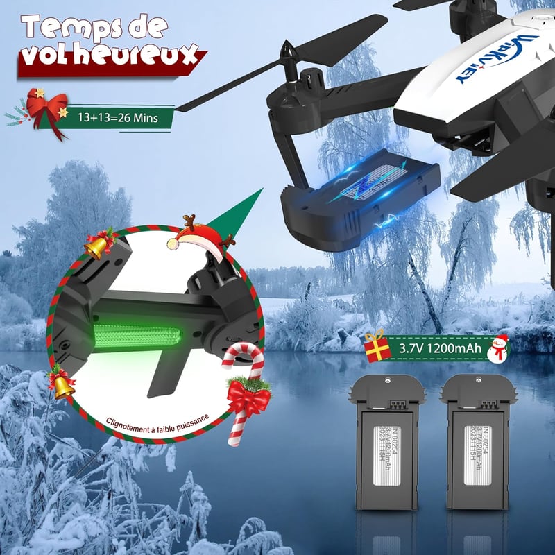 Wipkviey T6 Drón 1080P HD Kamerával - Könnyű, 100g-os WiFi Quadkopter, Fehér Színben, Beépített Akkumulátorral, MP4/MOV Videórögzítés