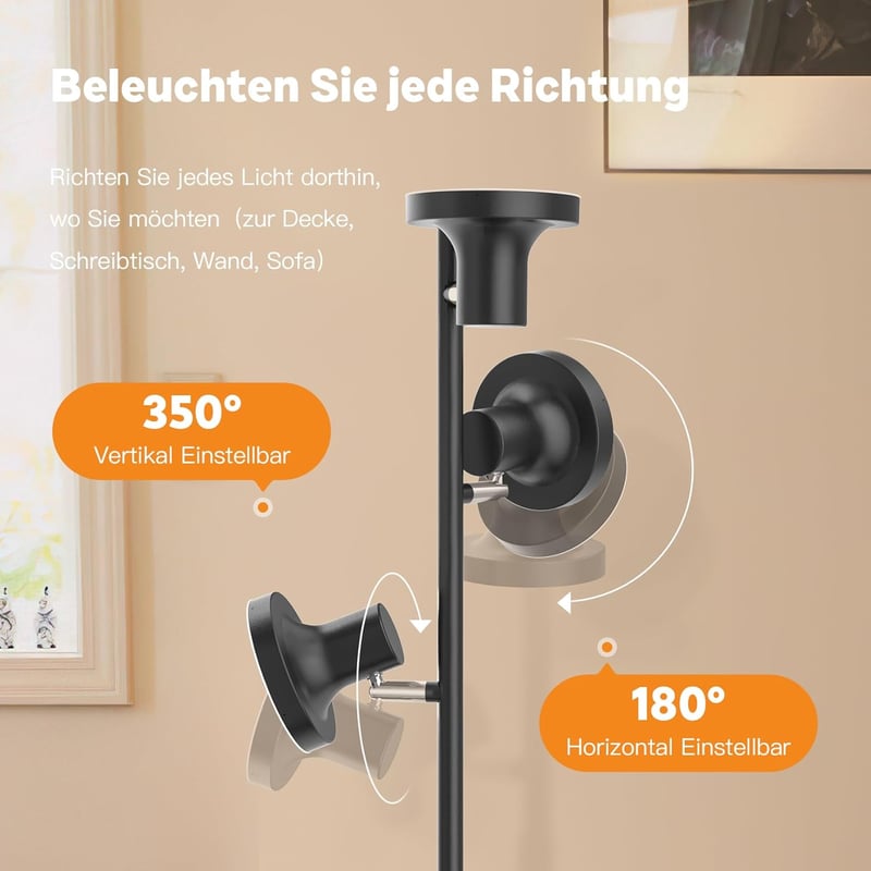 SIBRILLE Állólámpa 36W 2500LM - Távirányítós LED Dimmelhető 3 Fényforrással, 2700K-6500K Színhőmérséklet, Érintésvezérelt Modern Fekete Lámp