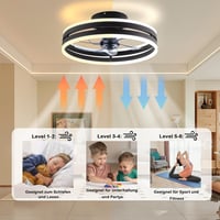 Revneey Mennyezeti Ventilátor Lámpával 50W - Fekete 40cm LED Lámpa Távirányítóval és Applikációval, 6 Sebességű Hálószobai Nappaliba Időzítő 4