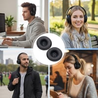 Ebksqs 2 bucăți pernițe de schimb pentru căști T500BT T450BT T510BT - Pernițe moi din spumă cu memorie și piele PU cu izolare fonică - Negru 7