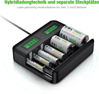 EBL AA/AAA/C/D NiMH akkumulátortöltő USB-C bemenettel, LCD kijelzővel 4
