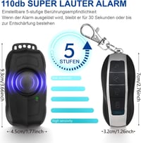 EBUYFIRE Kerékpár Riasztó Távirányítóval 120dB USB Töltős Vízálló 2