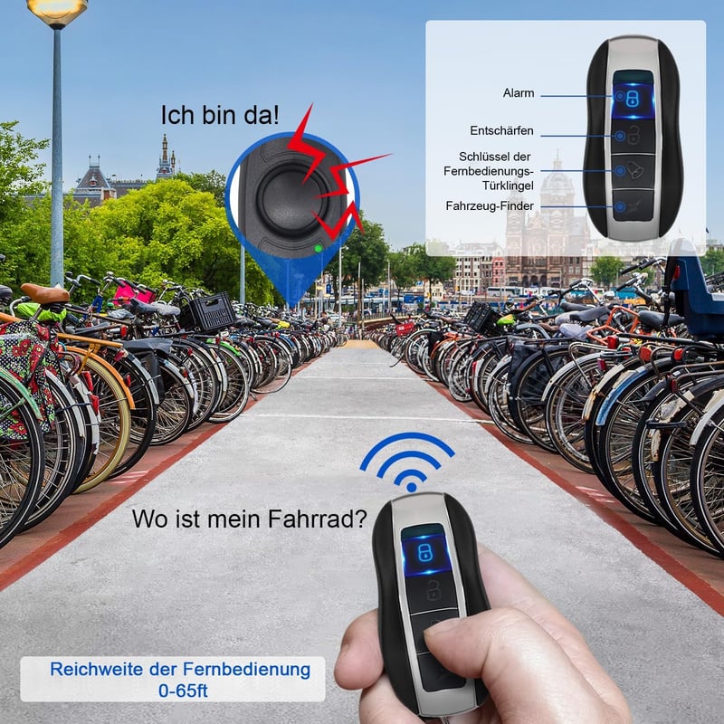 EBUYFIRE Kerékpár Riasztó Távirányítóval 120dB USB Töltős Vízálló