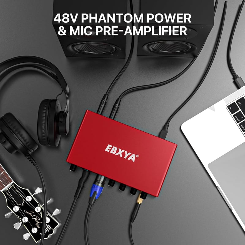 EBXYA USB Audio Interface 24-bit/192kHz Hangkártya PC Mac Telefonhoz MIC XLR Line Bemenetekkel Felvételhez Streaming Podcast